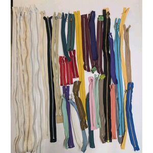 Vtg Zippers Lot Of 35+ Metal Teeth Asst Lengths & Colors 4-30+" Sewing Crafts